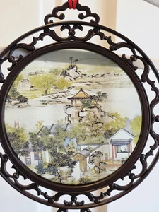 Vintage Hang Decorations Hand Painted Glass Sun Catcher Authentic Asian Design - Picture 1 of 9