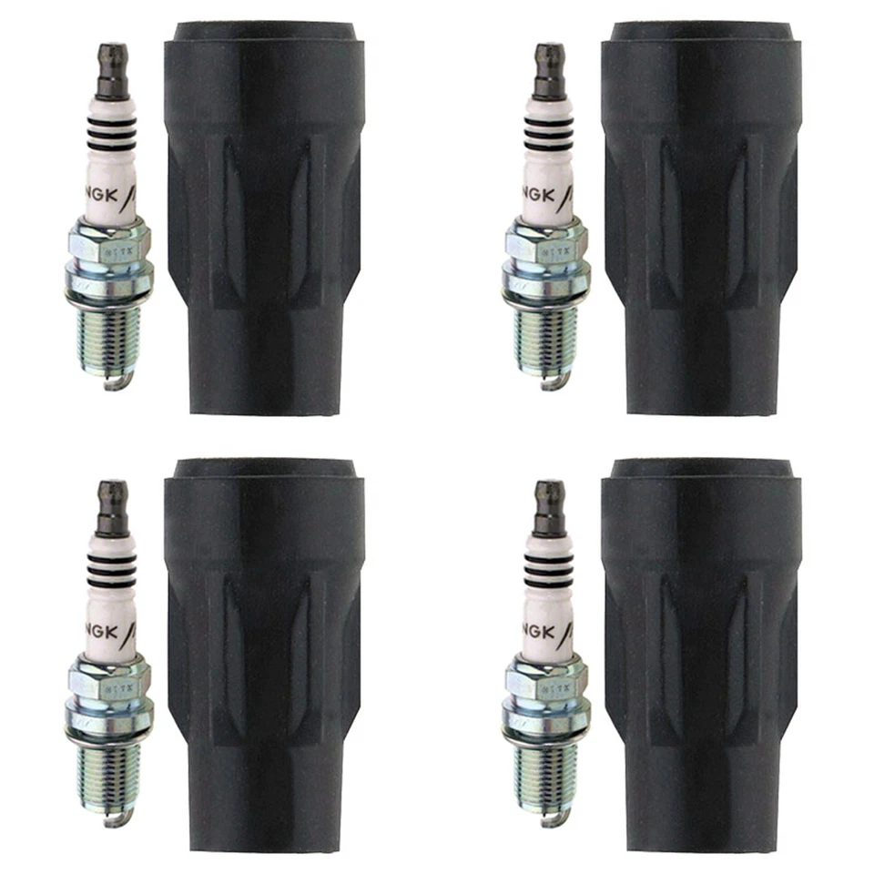 NGK 4 Iridium IX Spark Plugs & Denso Coil Boots Kit for Mitsubishi Lancer 2.0L - Image 1 of 1