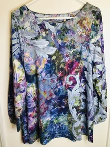 Tunica a maniche lunghe Soft Surroundings Multi-Botanical Tuileries taglia XL Lagenlook - Foto 1 di 9