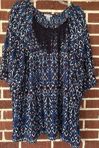 Blusa Catherines Multicolor con Flecos Cuello Mangas 3/4 Talla 2X - Imagen 1 de 3