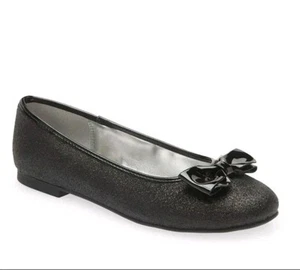 NINA Kinder Kenzee Schleife Detail Schwarz Glitzer Mädchen Größe 1M Leder Theke Neu - Bild 1 von 11