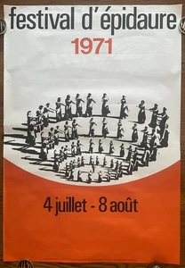 RR, 1971, orig. Poster vintage, Atene Epidauro Festival, Grecia, Lena Aperghi - Foto 1 di 14