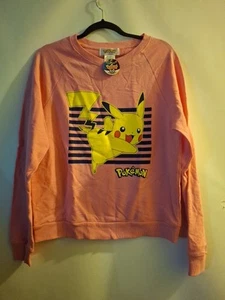 Pokemon Sweater Youth Xl Pink Long Sleeve Pikachu Graphic Print - Picture 1 of 6