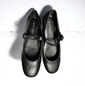 🌻NEU Neu ohne Etikett Marc Fisher schwarz Leder "Urella" Mary Jane flach Damengröße 5. - Bild 1 von 9