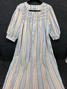 Vintage Saybury gestreiftes Hauskleid Seersucker L - Bild 1 von 10