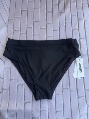 DKNY Bikini Bottom Womens Medium Seamed‎ High-Waist Swim Black M - Image 1 of 4