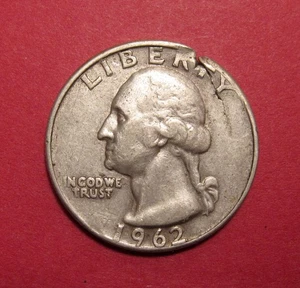 1962 D Washington Quarter Mint Error - Ragged Clip with Cracked Planchet - Picture 1 of 2