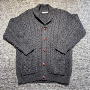 James Aubrey Woll Strickjacke Herren XL Extra Large Grau Grobstrick Zopfmuster Fischer - Bild 1 von 9
