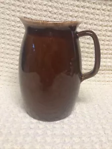 Vintage HULL Pottery Milk Jug Farm Pitcher Oven Proof Stoneware Brown Handle USA - Picture 1 of 9