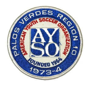 Parche de la organización de fútbol juvenil estadounidense AYSO 1973-74 Palos Verdes CAL NOS 4" - Imagen 1 de 8