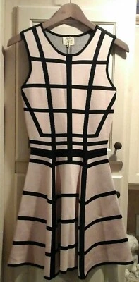 Torn by Ronny Kobo Pink Black Thick Knit Fit Flare Sleeveless Dress Size Small - Imagem 1 de 4