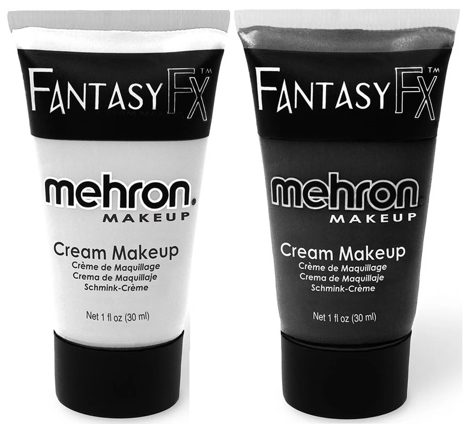MEHRON FANTASY FFX COLOR BASE AGUA CREMA CARA CUERPO PINTURA MAQUILLAJE BLANCO Y NEGRO Foto 1 de 1