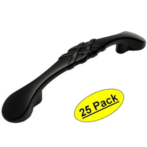 *25 Pack* Cosmas Cabinet Hardware Flat / Matte Black Braided Pulls #7063FB - Picture 1 of 1