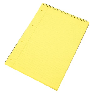 5 x Spiral Memory Aid A4 Yellow 160 Page Paper Notepad Refill Legal Writing Pads - Picture 1 of 2