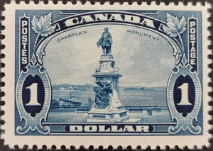 T0001 - 1935 Canada Sc #227 Champlain Statue $1 KGV Pictorial Issue MNH CV $120 - Picture 1 of 2