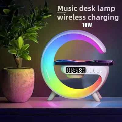 5in1 LED Night Lamp Wireless Charger Bluetooth Speaker Alarm Clock Sound Machine - Image 1 of 4