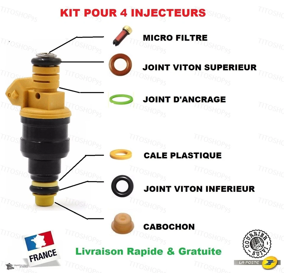 Kit Réparation 4 Injecteurs Peugeot 205 309 GTI CTI 1.6 1.9 16S Bosch Joints FR