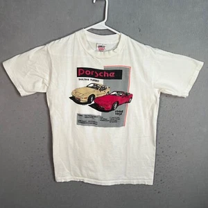 Vintage 90er Oneita Porsche 944 Turbo Rennwagen T-Shirt Erwachsene Large weiß Herren - Bild 1 von 11