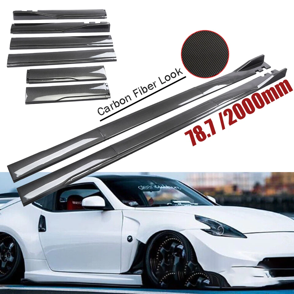 Carbon Fiber Side Skirt+Rocker Panel Splitter Lip For Nissan 200SX S15 240SX - Imagem 1 de 4
