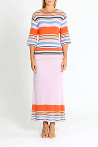 BNWT "BOHEMIAN TRADERS" Multi Striped Knit Midi Dress Size 3 RRP $ 229.95 - Picture 1 of 8