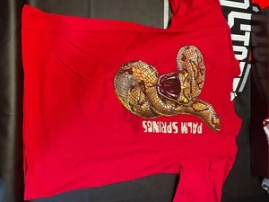 Boys T-shirt Palm Springs Snake on the front and back Size 14-16 Red - Picture 1 of 3