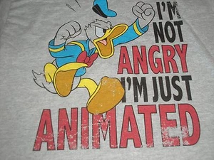 Small Youth 5/6 Donald Duck Gray ~ I'M Not Angry I'M Just Animated ~ Disney - Picture 1 of 2