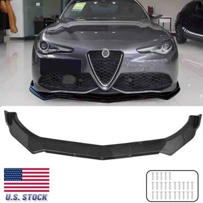 For Alfa Romeo Giulia Front Bumper Lip Spoiler Splitter Diffuser Carbon Fiber Foto 1 de 4