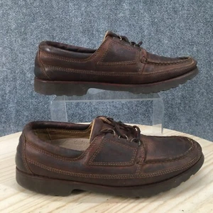 Rockport Shoes Mens 8.5 N Casual Moc Toe Oxford Brown Leather Comfort Lace Up - Picture 1 of 17