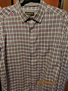 Johnston & Murphy Purple Checked Cotton Dress Shirt - M - Picture 1 of 3