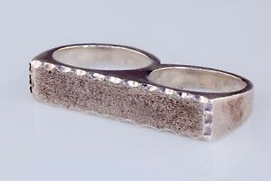 Sterling Silver Two-Finger Ring with Plaque