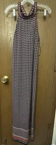 NWT Max Studio Geometric Print Navy Red Jersey Sleeveless Maxi Dress Size Small - Picture 1 of 13