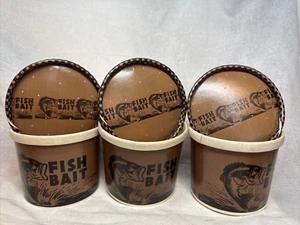 Vtg 16 oz Cardboard Fish Live Worm Container w/cardboard lid.USA (LOT Of 3) SALE - Picture 1 of 11