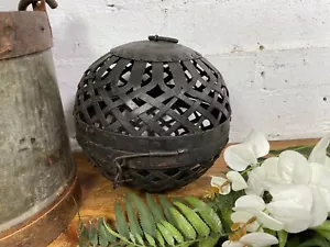 Rustic Handmade Metal Lattice Hanging Ball Candle Lantern - Picture 1 of 8