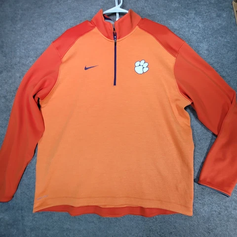 Clemson Tigers Shirt Mens XL Nike Dri Fit 1/4 Zip Long Sleeve Sweatshirt Cover
