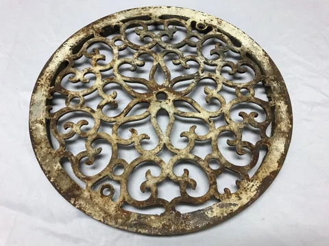 Antique VTG 13" Round Cast Iron Heat Grate Floor Register Grill Cover 1003-23B Cover