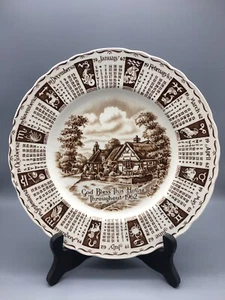 Kalenderteller Gott segne dieses Haus 1962 Sternzeichen Royal Staffordshire England 9 Zoll - Bild 1 von 4