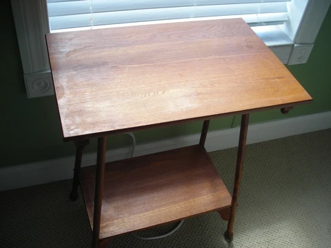 Antique Solid Oak 2 Tier Parlor Table Plant Stand HALL & LYON WAVERLY N.Y Cover