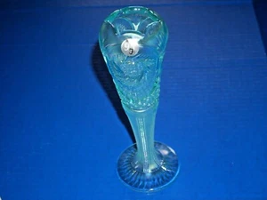 Fenton North American Glass blue green iridescent Pinwheel Vase C8654KI - Picture 1 of 11