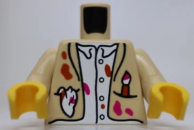 Lego Tan Minifig Torso Jacket Paintbrush in Pocket Dark Red Magenta Spots - Image 1 of 2