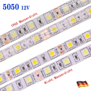 12V LED Streifen Stripe 5050 60LED/m Band Wasserdicht Selbstklebend Lichterkette - Bild 1 von 22