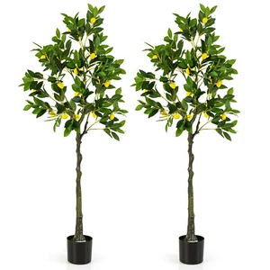 2PCS Artificial Lemon Tree 5.2 FT Tall Fake Plant Office Decor w/Lemon Fruits - Picture 1 of 8