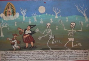  Retablo Ex Voto Tag des toten Bruders und ich wurden vom Friedhof gejagt  - Bild 1 von 1