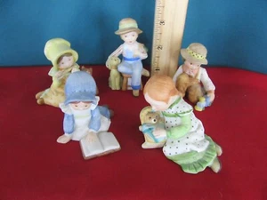 Set of 5 HOLLY HOBBIE Figurines Designers Collection Boy Dog Train, Girl Dog Cat - Picture 1 of 6