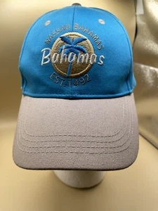 Gorra de bola Nassau Bahamas bordada azul/bronceada ajustable unisex, palmera  - Imagen 1 de 6