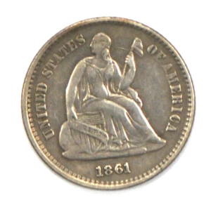 1861/0 H10c Seated Liberty Silver Half Dime Philadelphia 1861/1861 FS-301 5c - Imagen 1 de 2