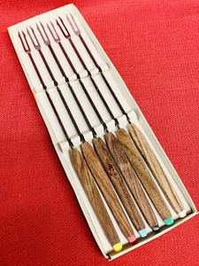 6-Vintage Color Coded Stainless Steel Fondue Forks - Picture 1 of 3