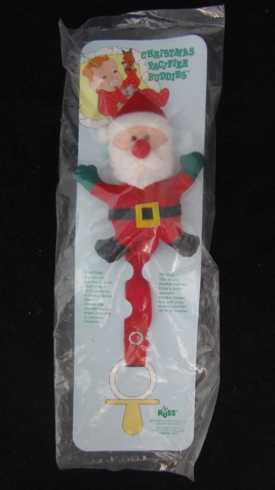 Russ Christmas Pacifier Buddies Clip - Choose from Santa, Rudolph, Mouse - Image 1 of 1