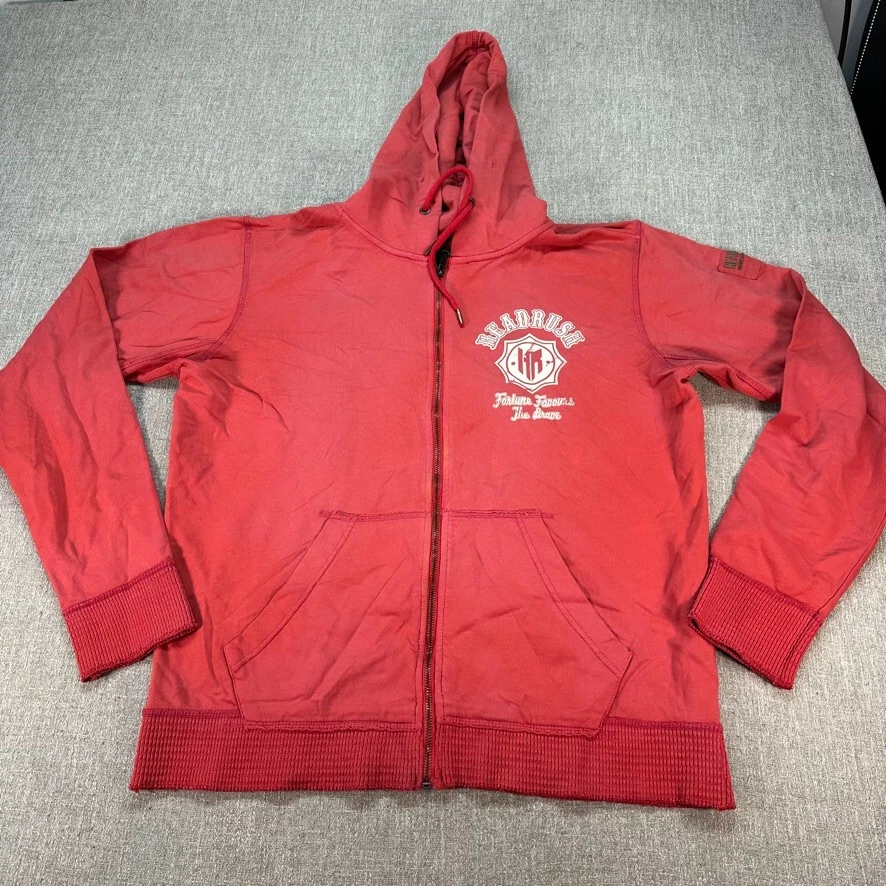 Headrush Sudadera con Capucha Para Hombre 2XL Roja Cremallera Completa #13 Fortune Favours The Brave Foto 1 de 4