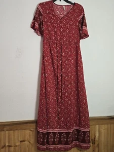 GRECERELLE Damen Boho Sommer Blumendruck locker Freizeit Kleid V-Ausschnitt Kurzarm - Bild 1 von 11