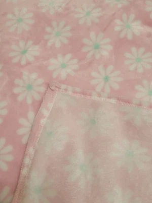 Manta de felpa floral flores margaritas margaritas rosa blanco verde Baby Starters usada en excelente estado Foto 1 de 3